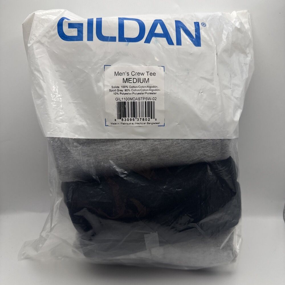 Gildan Men's 5 Pack Crew Neck Cotton Under T-Shirts NN7 Multicolor Medium NWT